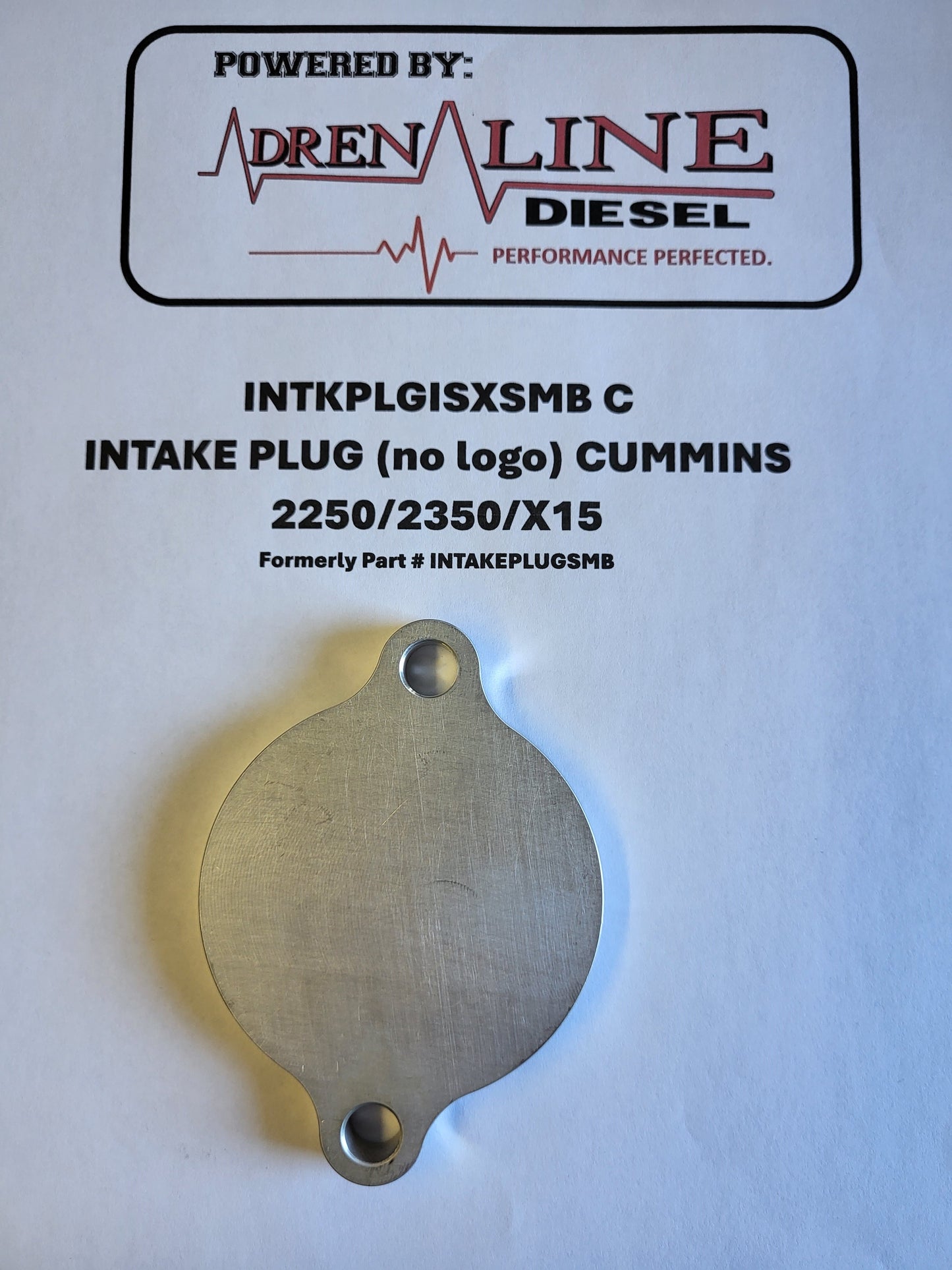 Cummins ISX Intake Plug, Small, No logo